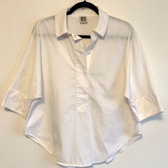 Anne Klein White Hidden Button Front Blouse - Picture 3 of 6